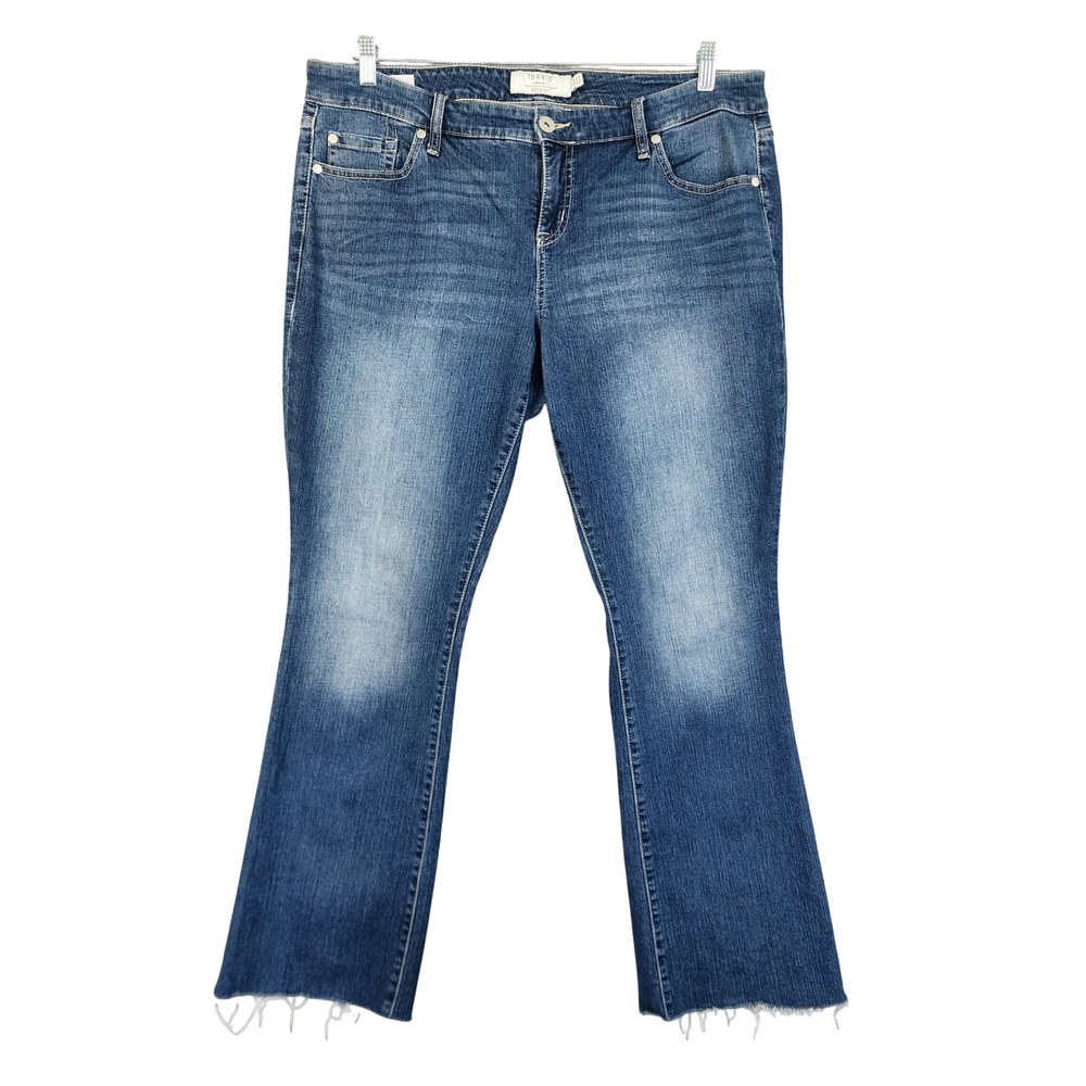Torrid Womens Slim Boot Jeans Plus Size 16R Vintage‎ Stretch Medium Wash Raw Hem